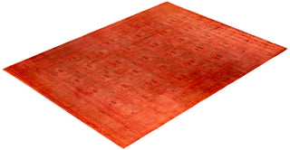 Contemporary Hand Knotted Overdyed Orange Area Rug 9' 2" x 12' 4"