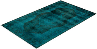 Contemporary Hand Knotted Overdyed Blue Area Rug 3' 2" x 5' 3"