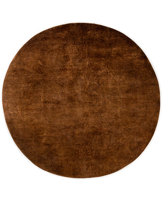 Contemporary Overdyed Wool Hand Knotted Brown Round Area Rug 8' 1" x 8' 1"