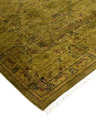 Modern Overdyed Hand Knotted Wool Green Area Rug 6' 1" x 12' 4"