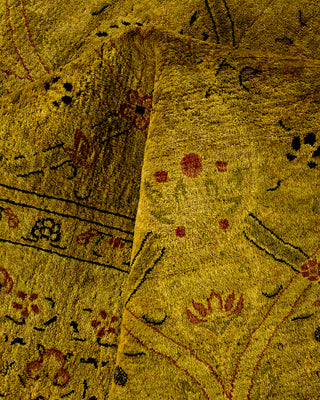 Contemporary Hand Knotted Overdyed Green Area Rug 6' 1" x 12' 4"