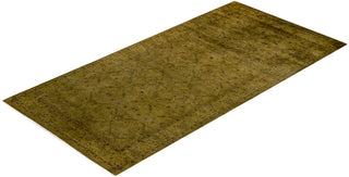 Modern Overdyed Hand Knotted Wool Green Area Rug 6' 1" x 12' 4"