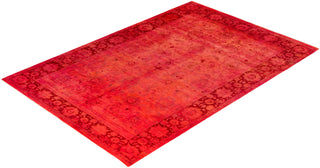 Contemporary Hand-Knotted Overdyed Pink Area Rug 6' 2" x 9' 1"