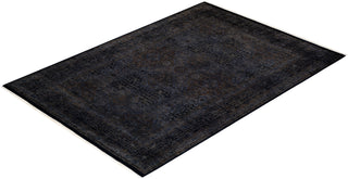 Modern Overdyed Hand Knotted Wool Black Area Rug 6' 3" x 9' 0"