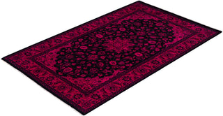 Contemporary Overdyed Wool Hand Knotted Black Area Rug 3' 2" x 5' 2"