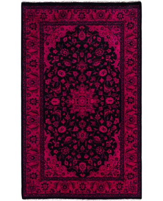 Contemporary Overdyed Wool Hand Knotted Black Area Rug 3' 2" x 5' 2"