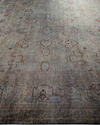 Contemporary Hand-Knotted Overdyed Gray Area Rug 9' 1" x 12' 1"
