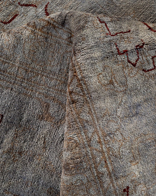 Contemporary Hand-Knotted Overdyed Gray Area Rug 9' 1" x 12' 1"