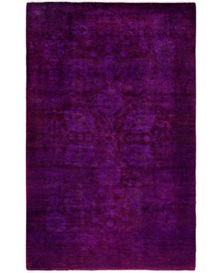 Contemporary Overdyed Wool Hand Knotted Purple Area Rug 4' 0" x 6' 4"