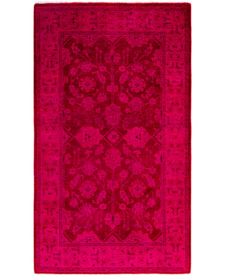 Contemporary Overdyed Wool Hand Knotted Red Area Rug 3' 0" x 5' 2"