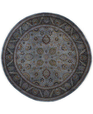 Contemporary Overdyed Wool Hand Knotted Gray Round Area Rug 9' 1" x 9' 1"