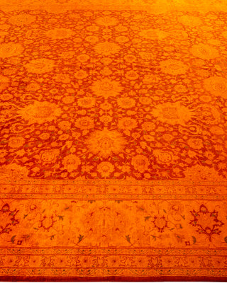 Contemporary Hand Knotted Overdyed Orange Area Rug 8' 10" x 12' 4"