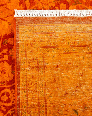Contemporary Hand Knotted Overdyed Orange Area Rug 8' 10" x 12' 4"