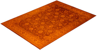 Contemporary Hand Knotted Overdyed Orange Area Rug 8' 10" x 12' 4"