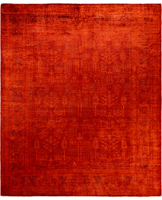 Contemporary Overdyed Wool Hand Knotted Orange Area Rug 8' 2" x 9' 10"