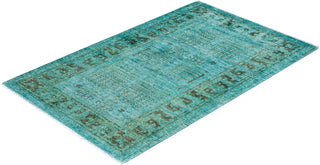 Contemporary Hand-Knotted Overdyed Blue Area Rug 3' 3" x 5' 0"