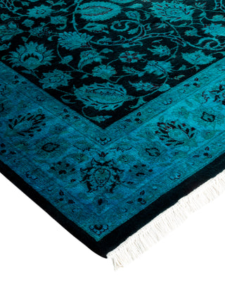 Contemporary Hand Knotted Overdyed Blue Area Rug 4' 1" x 6' 5"