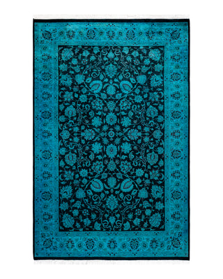 Contemporary Fine Vibrance Black Wool Area Rug 4' 1" x 6' 5"