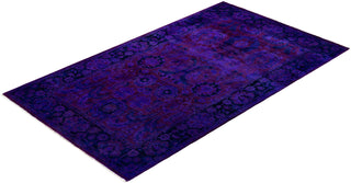 Contemporary Overdyed Wool Hand Knotted Purple Area Rug 3' 2" x 5' 3"