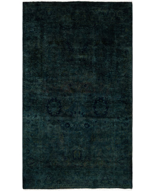 Contemporary Overdyed Wool Hand Knotted Green Area Rug 3' 1" x 5' 5"