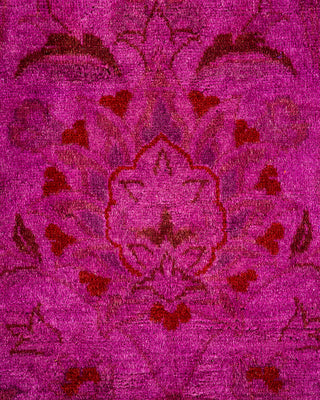 Modern Overdyed Hand Knotted Wool Pink Square Area Rug 8' 2" x 8' 5"