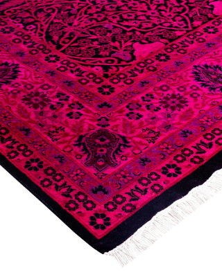 Contemporary Hand-Knotted Overdyed Pink Area Rug 5' 10" x 9' 1"