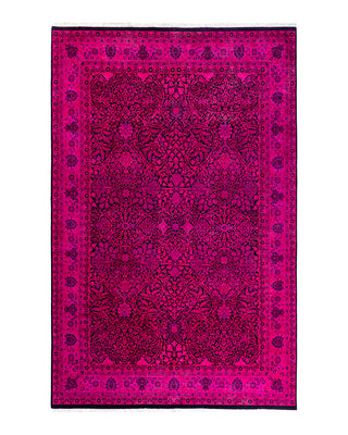 Contemporary Overyed Wool Hand Knotted Pink Area Rug 5' 10" x 9' 1"