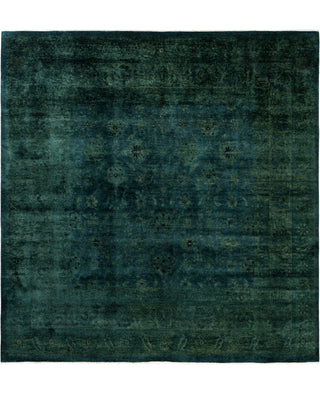 Contemporary Overdyed Wool Hand Knotted Green Round Area Rug 8' 2" x 8' 3"