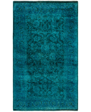 Contemporary Overdyed Wool Hand Knotted Green Area Rug 3' 1" x 5' 2"