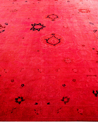 Contemporary Hand-Knotted Overdyed Pink Area Rug 8' 9" x 11' 9"