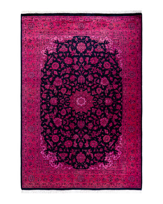 Contemporary Fine Vibrance Navy Wool Area Rug 4' 8" x 6' 10"