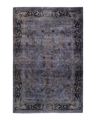 Contemporary Fine Vibrance Gray Wool Area Rug 4' 7" x 6' 10"