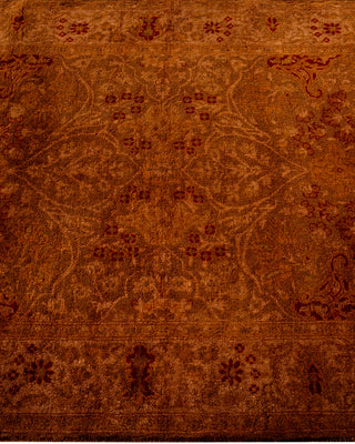 Modern Overdyed Hand Knotted Wool Brown Runner 2' 7" x 8' 7"