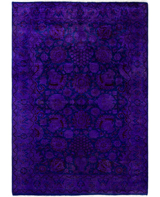 Contemporary Overdyed Wool Hand Knotted Purple Area Rug 4' 2" x 5' 5"