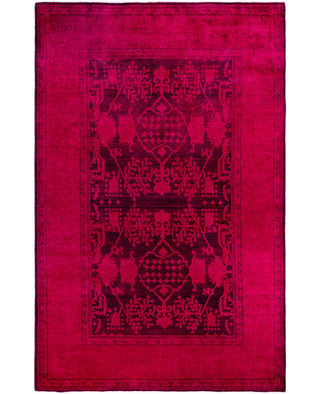 Contemporary Overdyed Wool Hand Knotted Pink Area Rug 6' 1" x 9' 5"