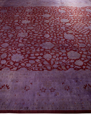 Modern Overdyed Hand Knotted Wool Red Area Rug 9' 0" x 12' 3"