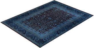 Contemporary Hand-Knotted Overdyed Blue Area Rug 9' 2" x 12' 4"