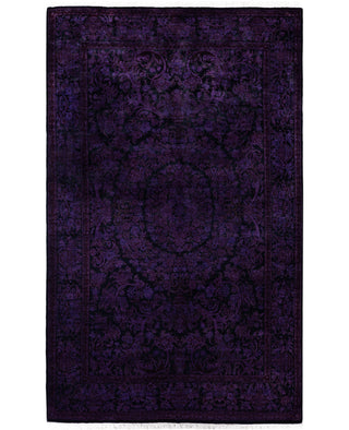 Contemporary Overdyed Wool Hand Knotted Purple Area Rug 4' 1" x 6' 5"