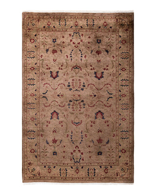 Contemporary Fine Vibrance Brown Wool Area Rug 4' 1" x 6' 2"