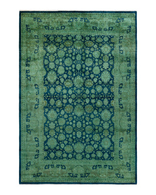 Contemporary Fine Vibrance Blue Wool Area Rug 6' 2" x 9' 2"