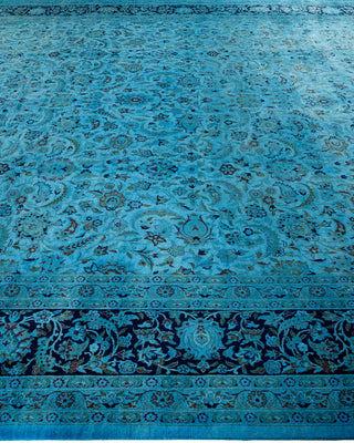 Modern Overdyed Hand Knotted Wool Blue Area Rug 10' 2" x 14' 7"