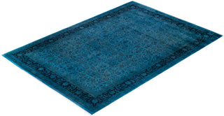 Modern Overdyed Hand Knotted Wool Blue Area Rug 10' 2" x 14' 7"