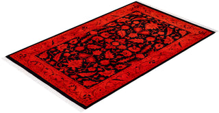 Modern Overdyed Hand Knotted Wool Red Area Rug 3' 1" x 5' 0"