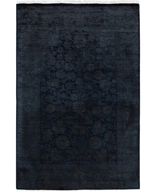 Contemporary Overdyed Wool Hand Knotted Black Area Rug 4' 3" x 6' 1"