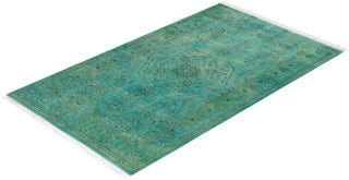 Contemporary Hand Knotted Overdyed Green Area Rug 3' 1" x 5' 3"