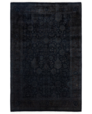Contemporary Overdyed Wool Hand Knotted Black Area Rug 4' 2" x 6' 4"