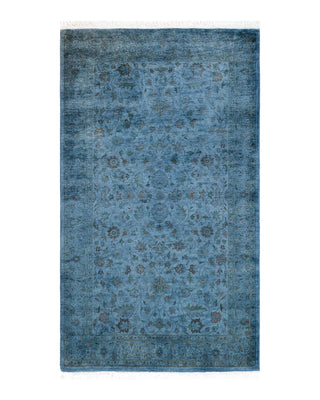Contemporary Fine Vibrance Blue Wool Area Rug 3' 1" x 5' 3"