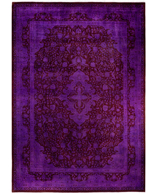 Contemporary Overdyed Wool Hand Knotted Purple Area Rug 10' 2" x 14' 4"