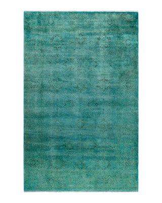 Contemporary Overyed Wool Hand Knotted Blue Area Rug 5' 3" x 8' 0"