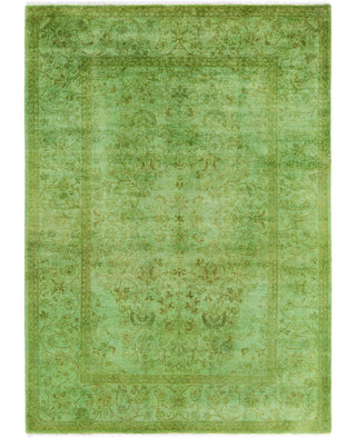 Contemporary Overdyed Wool Hand Knotted Green Area Rug 4' 9" x 6' 7"